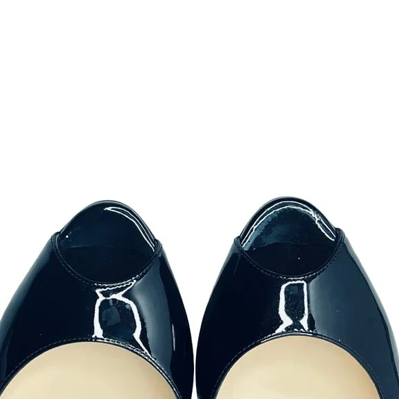 JIMMY CHOO Nova Patent Peep Toe Slingback 100mm Platform Sandal Pumps + Box - Picture 9 of 16